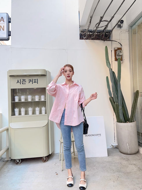 WANWAN Pocket Button Down Cotton Shirts